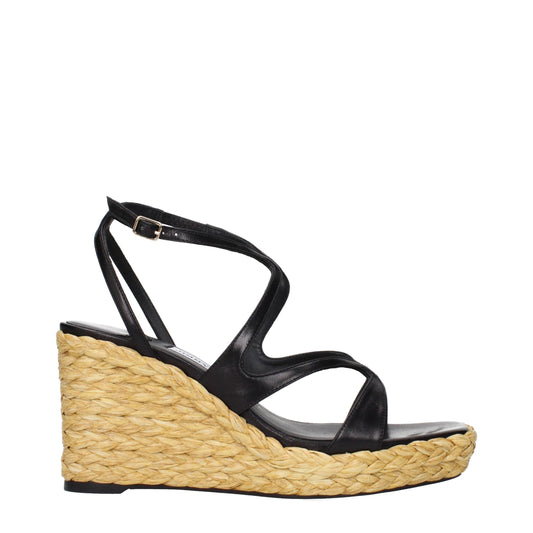 Sandales compensées en cuir noir de Jimmy Choo