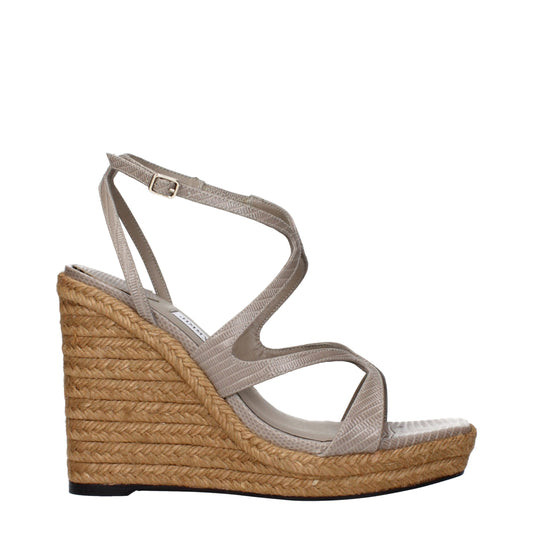Sandales compensées en cuir gris de Jimmy Choo