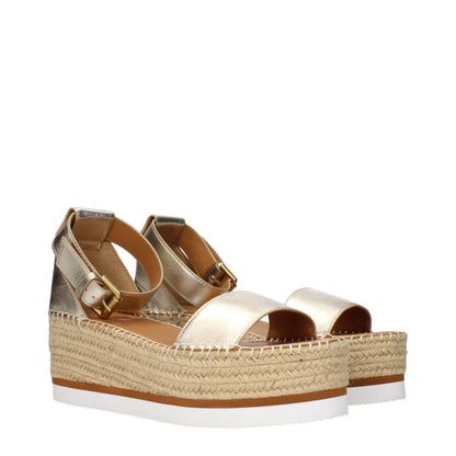 Sandales compensées en cuir doré See By Chloé