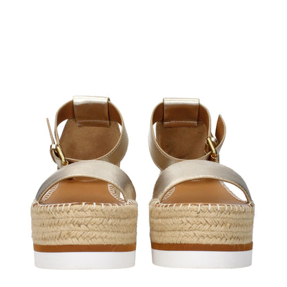 Sandales compensées en cuir doré See By Chloé