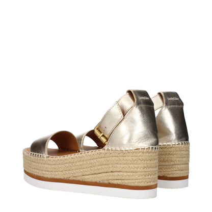 Sandales compensées en cuir doré See By Chloé