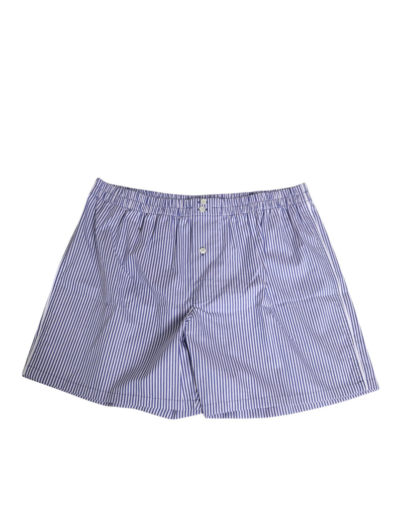 Short de bain rayé en coton bleu et blanc avec bouton-pression Dolce &amp; Gabbana