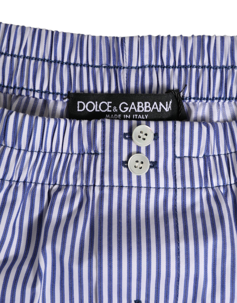 Short de bain rayé en coton bleu et blanc avec bouton-pression Dolce &amp; Gabbana