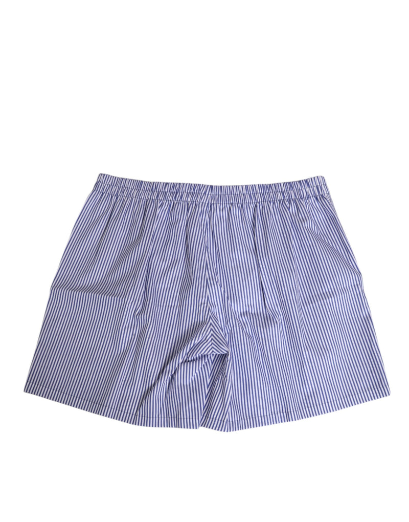 Short de bain rayé en coton bleu et blanc avec bouton-pression Dolce &amp; Gabbana