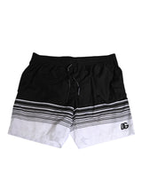 Maillot de bain court pour homme Dolce &amp; Gabbana, rayé noir et blanc avec logo DG.