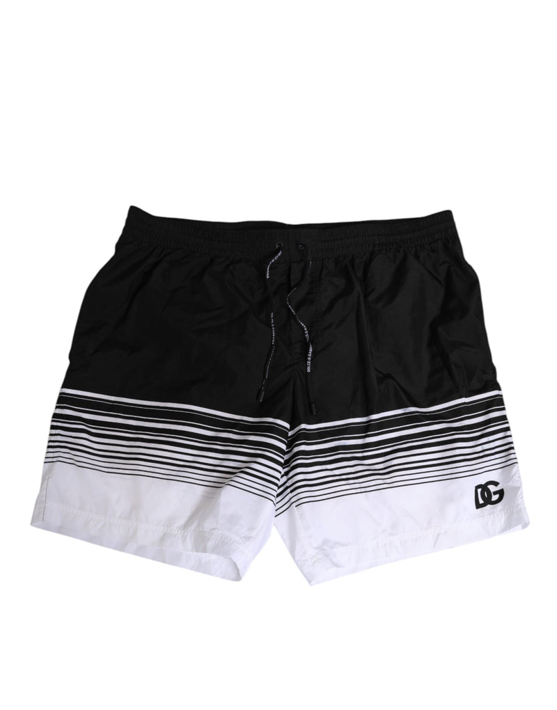 Dolce &amp; Gabbana Zwart Wit Gestreept DG Logo Heren Korte Badmode