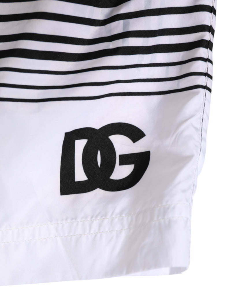 Dolce &amp; Gabbana Zwart Wit Gestreept DG Logo Heren Korte Badmode