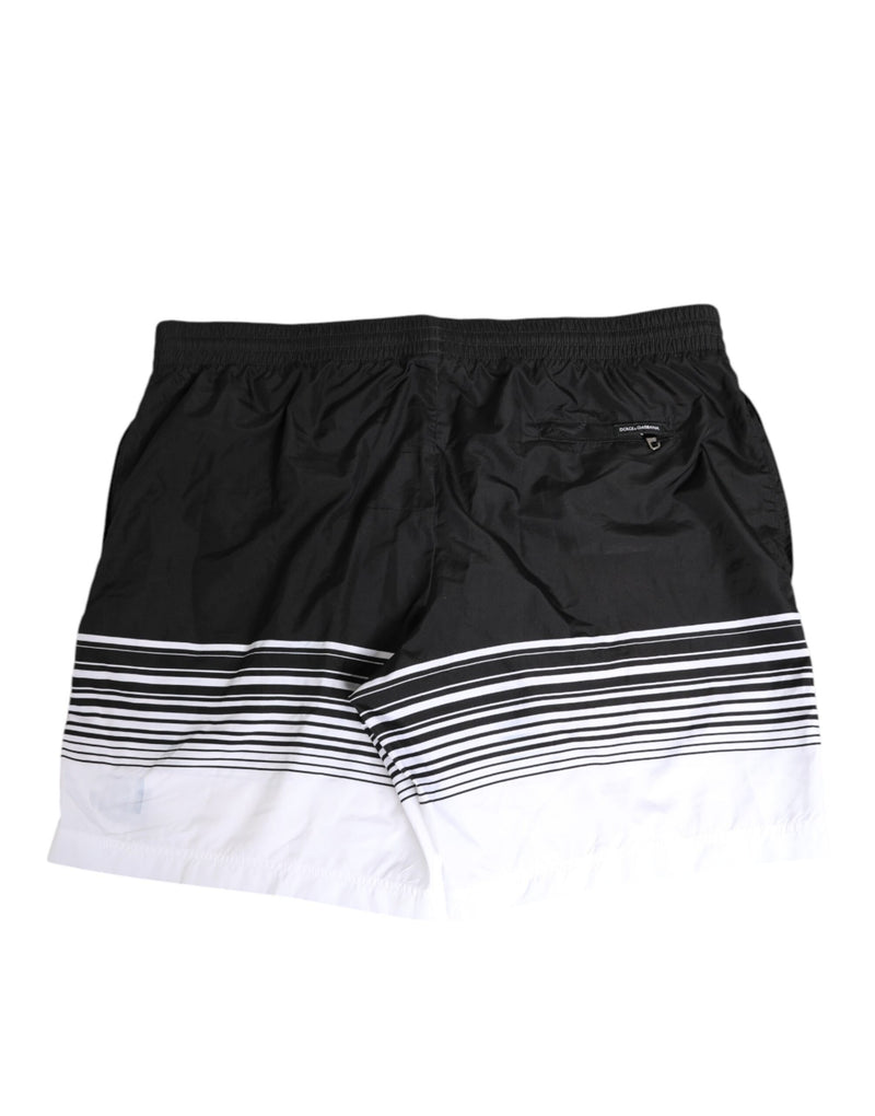Dolce &amp; Gabbana Zwart Wit Gestreept DG Logo Heren Korte Badmode