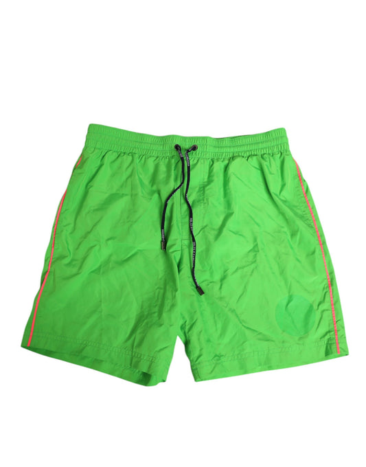 Dolce & Gabbana Green Nylon Drawstring Men Shorts Swimwear