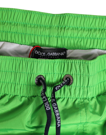 Dolce & Gabbana Green Nylon Drawstring Men Shorts Swimwear