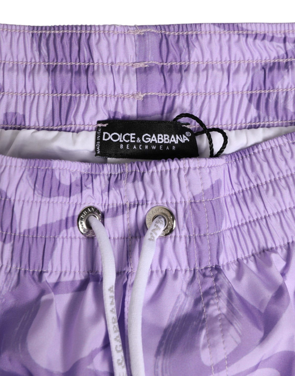 Short de bain pour homme Dolce &amp; Gabbana en nylon violet imprimé du logo DG.