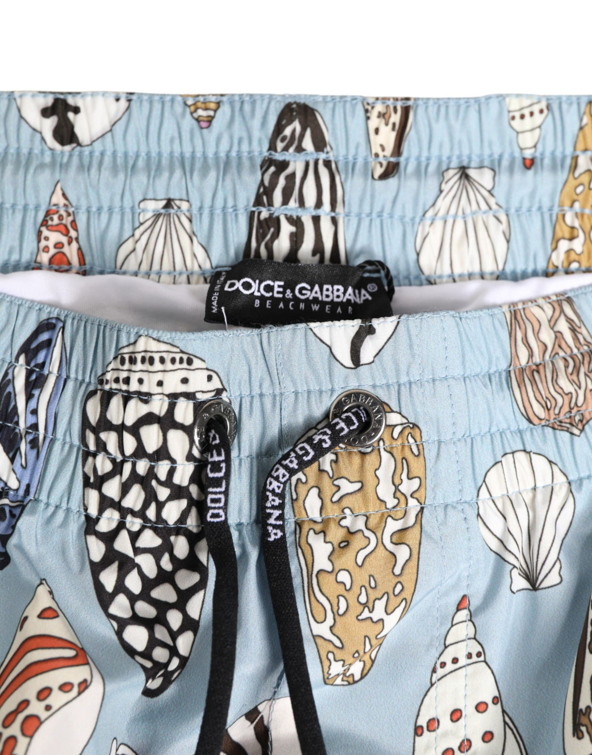 Short de bain pour homme en nylon Dolce &amp; Gabbana, imprimé coquillages bleus.