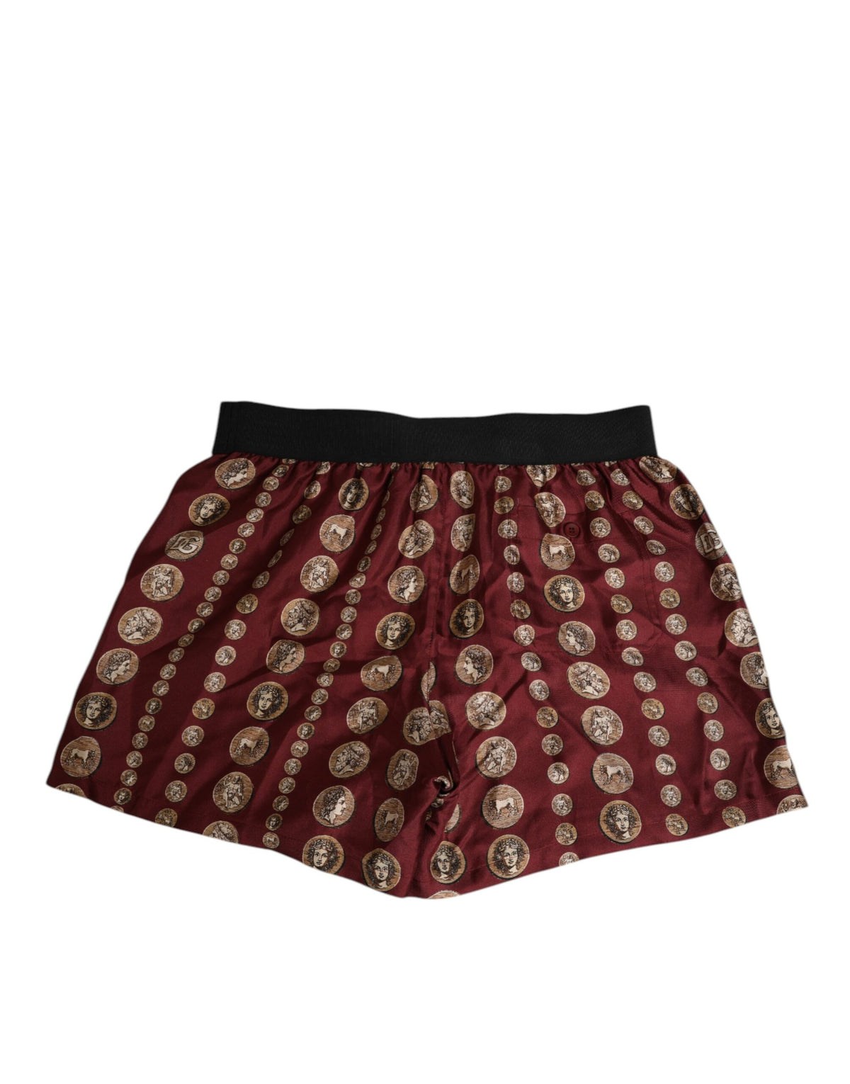 Short de bain boxer pour homme en soie bordeaux à imprimé pièce de monnaie de Dolce &amp; Gabbana