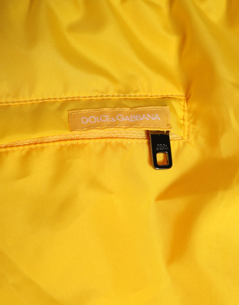 Short de bain boxer pour homme Dolce &amp; Gabbana en nylon jaune avec imprimé du logo.