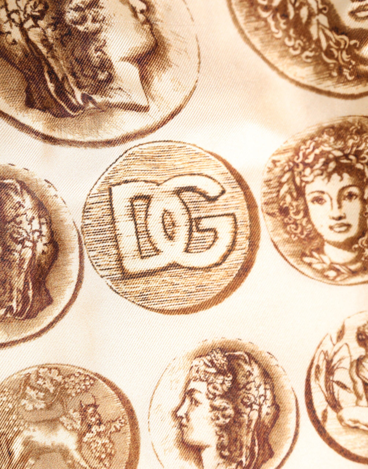 Short de bain en soie Dolce &amp; Gabbana marron à imprimé de pièces de monnaie anciennes
