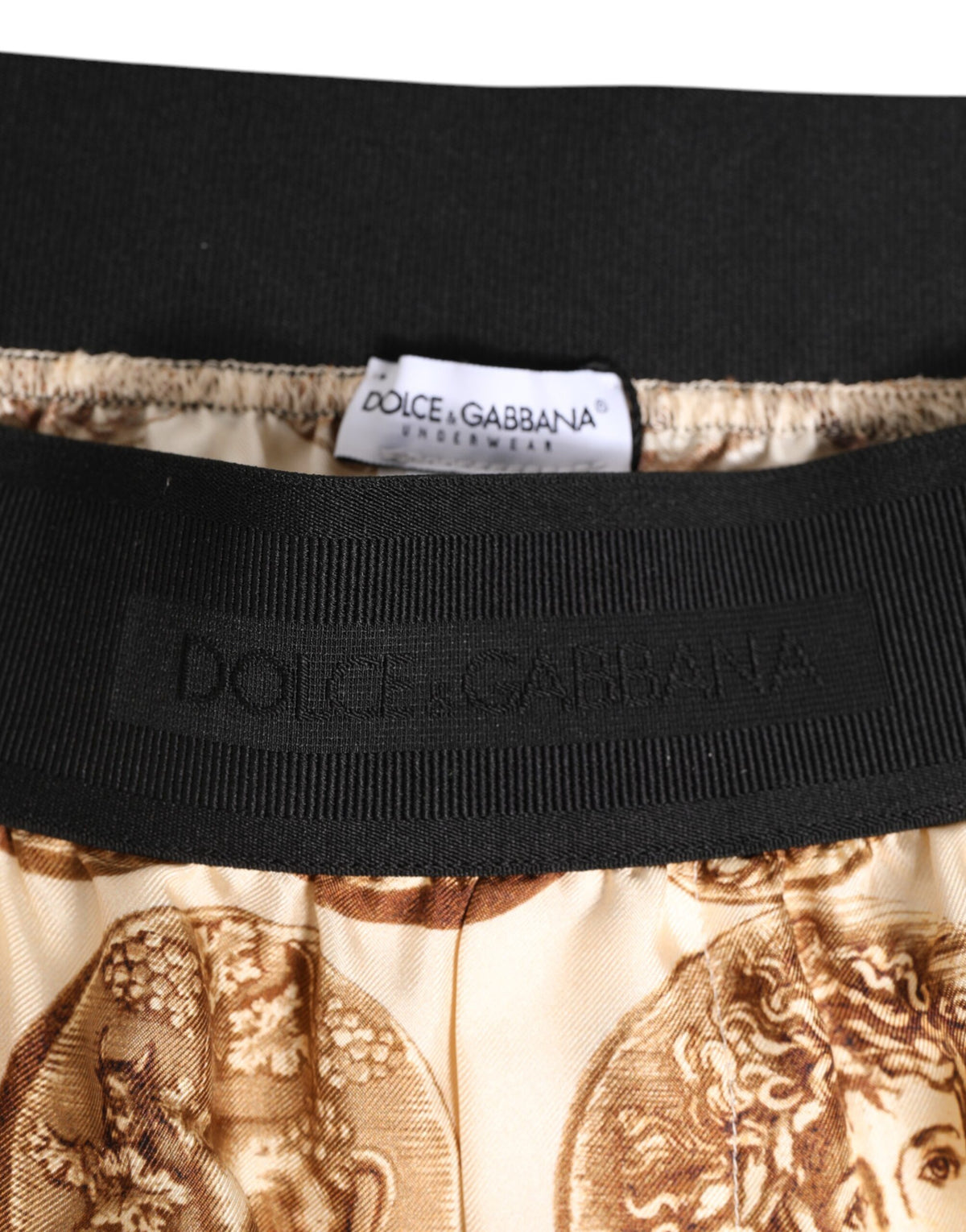Short de bain en soie Dolce &amp; Gabbana marron à imprimé de pièces de monnaie anciennes