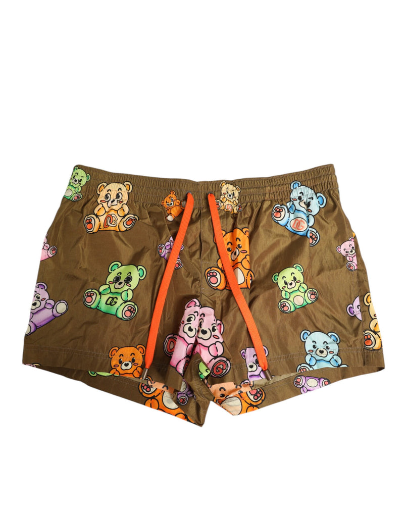 Dolce &amp; Gabbana bruine, multicolor teddybeer zwemshort voor heren