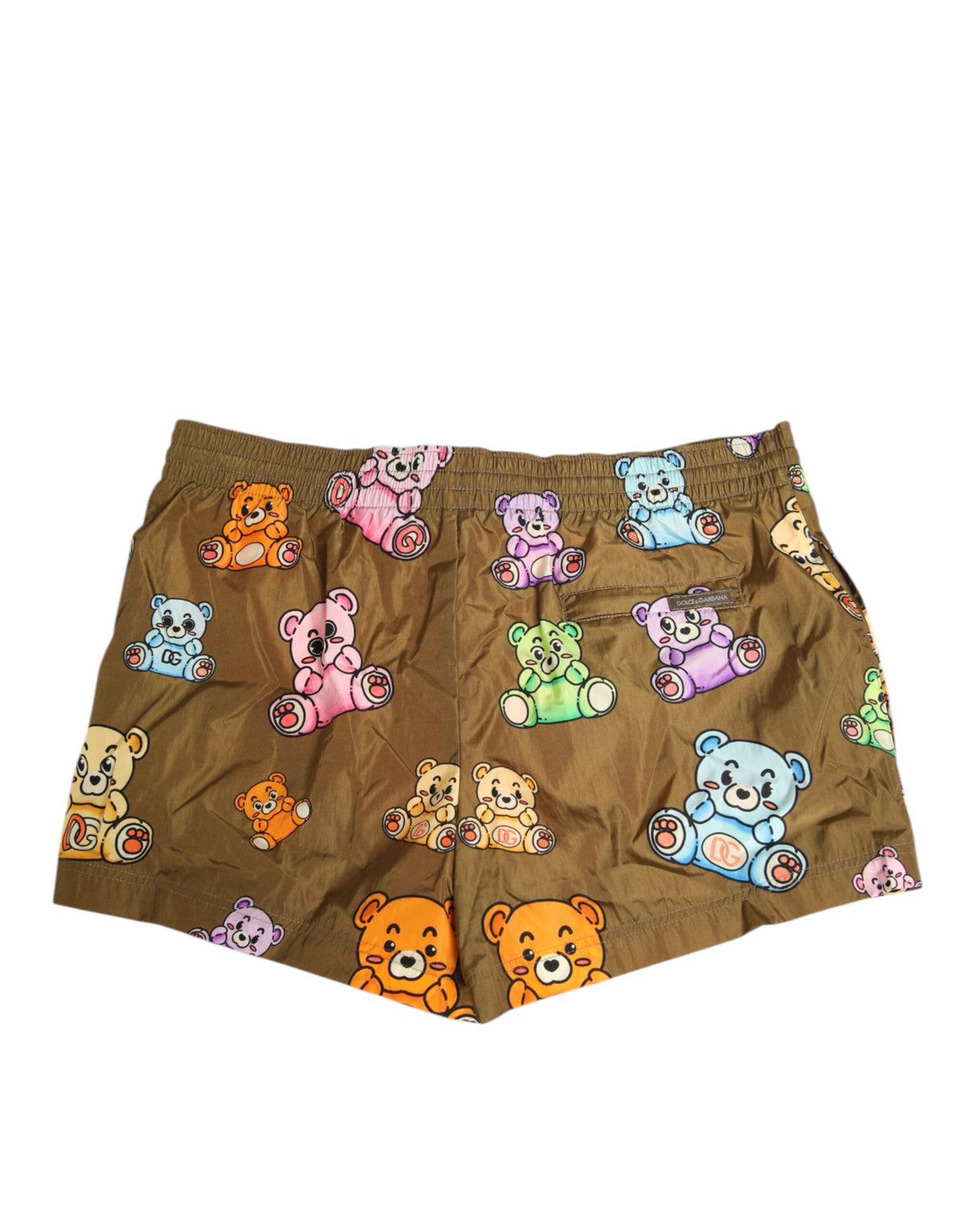 Short de bain pour homme Dolce &amp; Gabbana, brun et multicolore, motif ours en peluche.