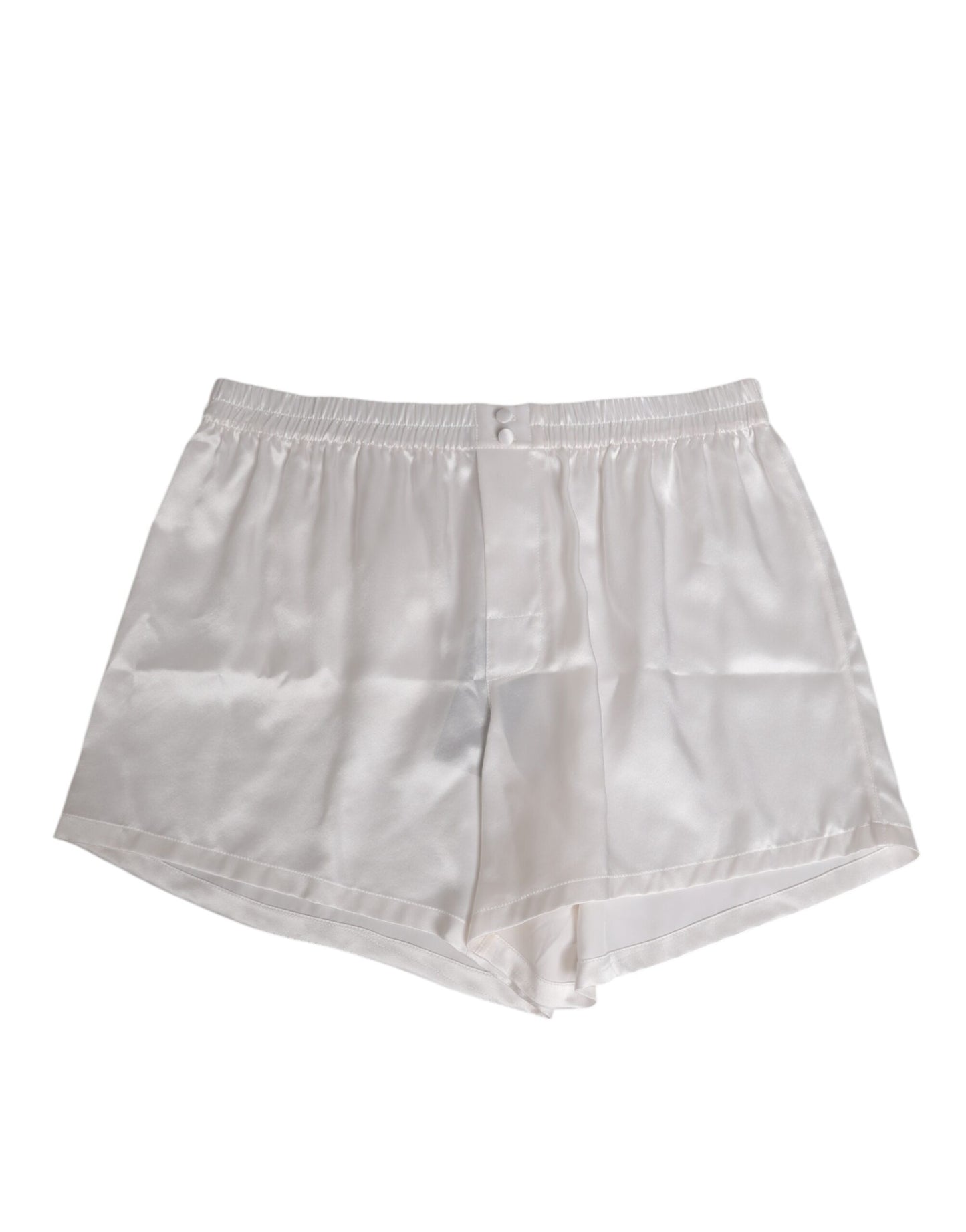 Dolce & Gabbana White Silk Satin Elastic Men Boxer Short Swimwear
