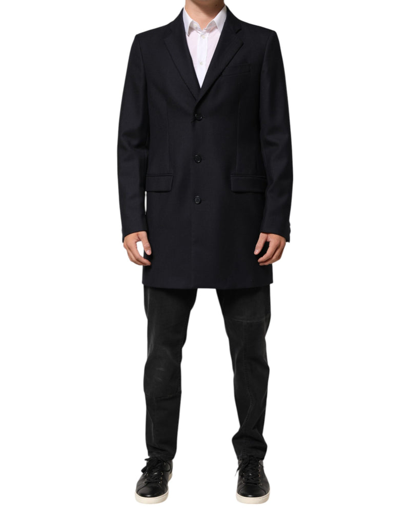 Dolce &amp; Gabbana donkerblauwe wollen herenjas, blazer, pak