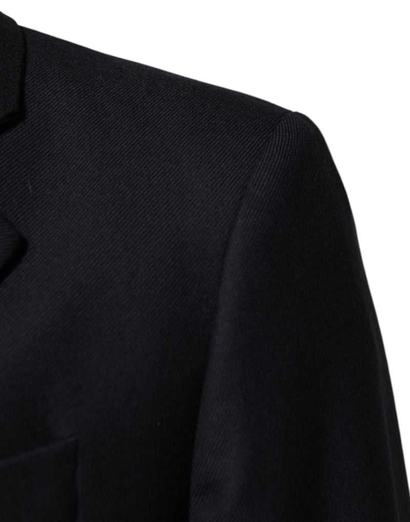 Dolce &amp; Gabbana donkerblauwe wollen herenjas, blazer, pak