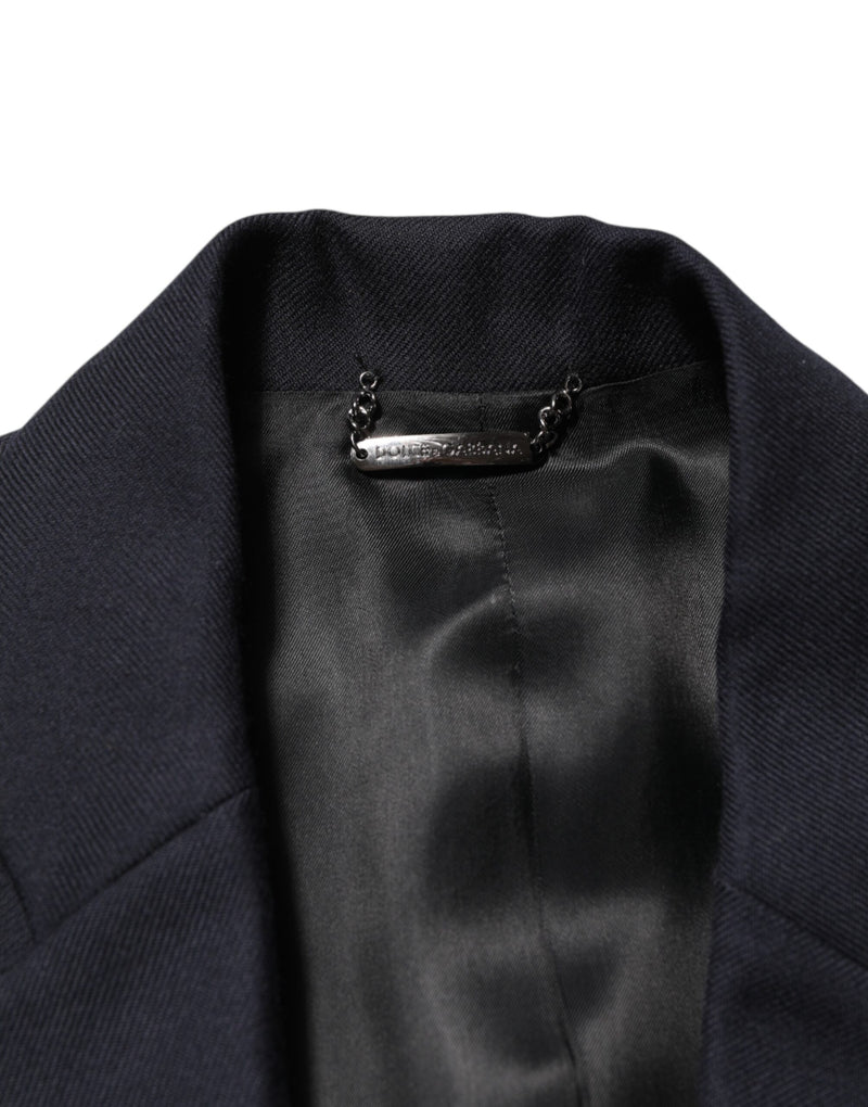 Dolce &amp; Gabbana donkerblauwe wollen herenjas, blazer, pak