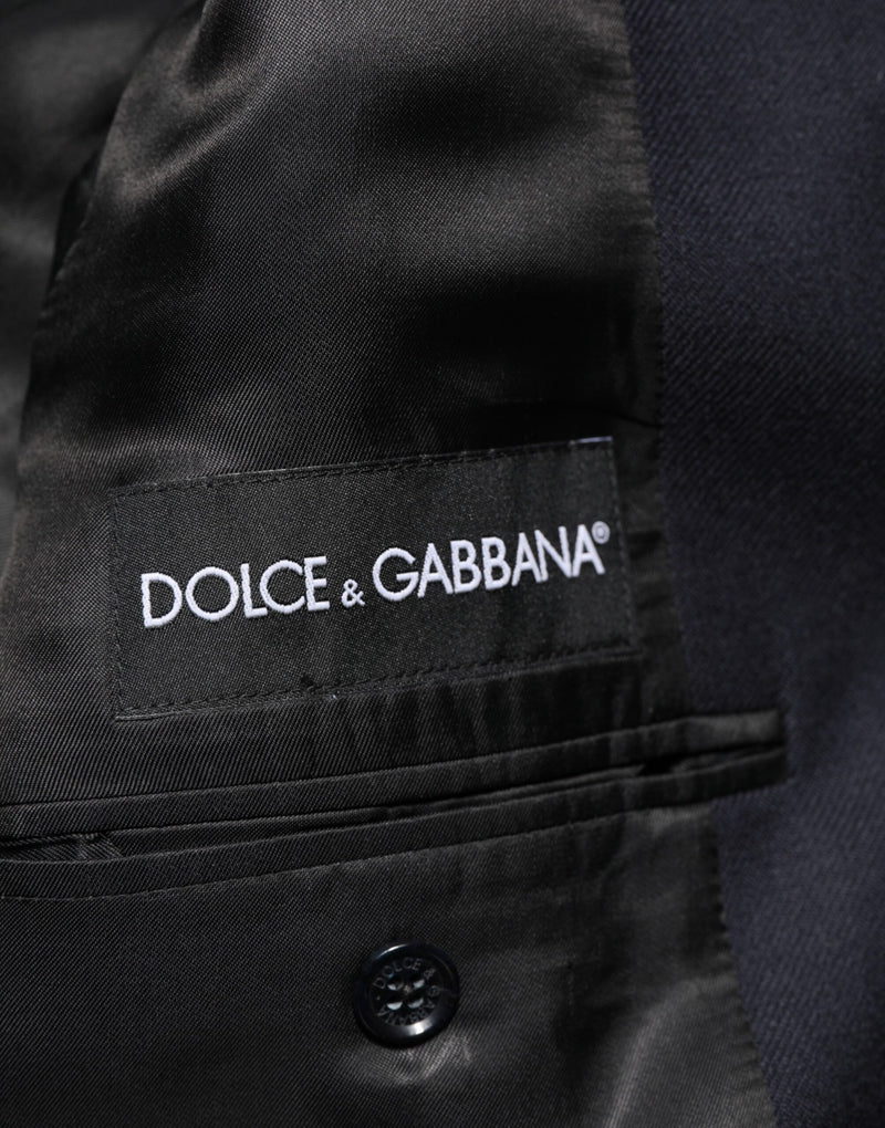 Dolce &amp; Gabbana donkerblauwe wollen herenjas, blazer, pak