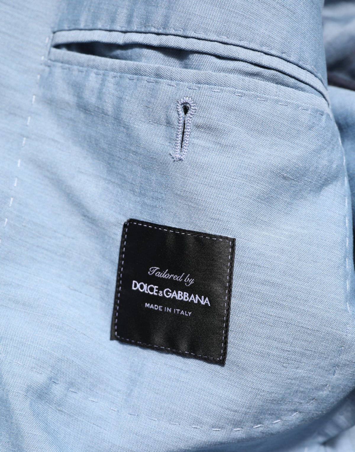 Blazer pour homme en lin bleu clair à double boutonnage de Dolce &amp; Gabbana