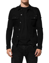 Veste en jean extensible en coton noir à boutons-pression Dolce & Gabbana