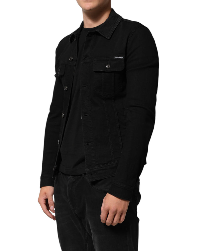 Veste en jean extensible en coton noir à boutons-pression Dolce & Gabbana