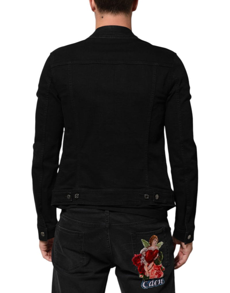 Veste en jean extensible en coton noir à boutons-pression Dolce & Gabbana