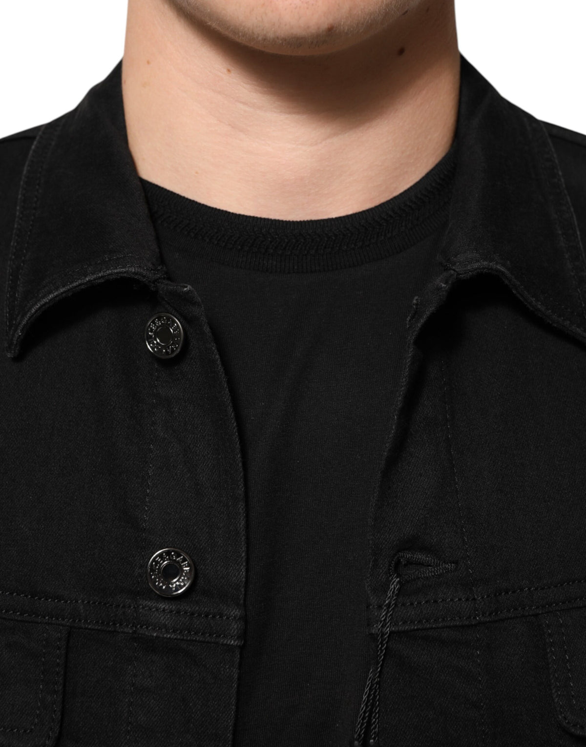 Veste en jean extensible en coton noir à boutons-pression Dolce & Gabbana
