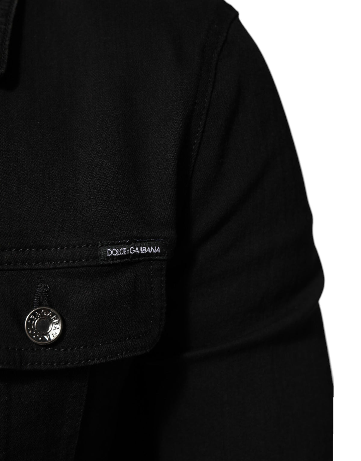 Veste en jean extensible en coton noir à boutons-pression Dolce & Gabbana