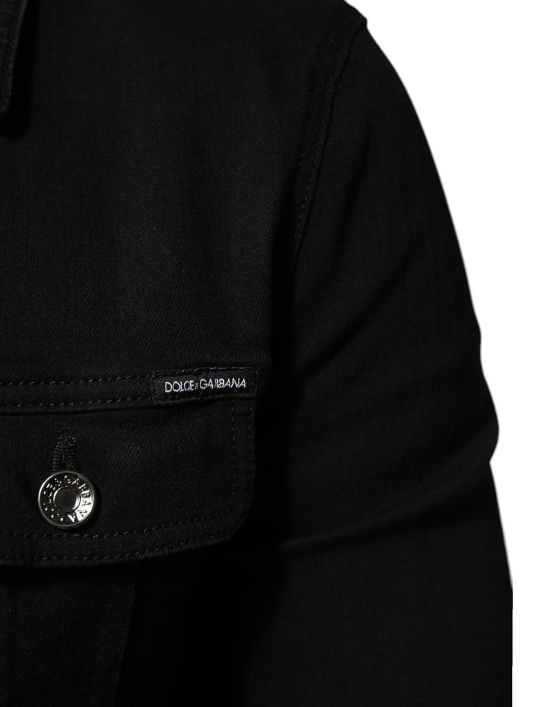 Veste en jean extensible en coton noir à boutons-pression Dolce & Gabbana