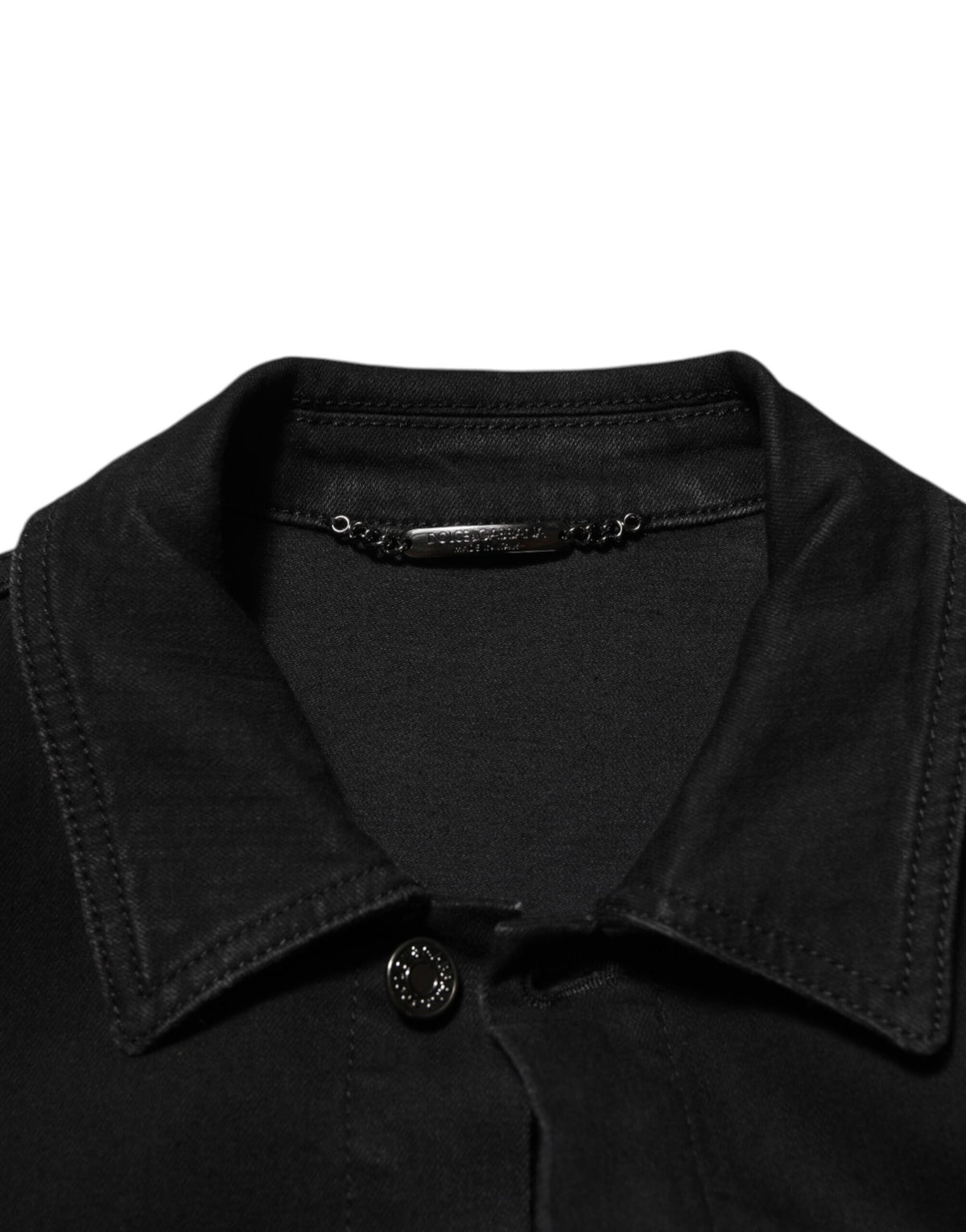 Veste en jean extensible en coton noir à boutons-pression Dolce & Gabbana
