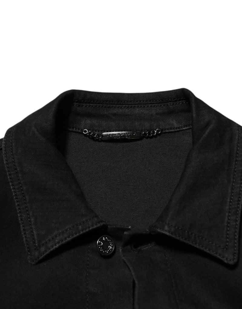 Veste en jean extensible en coton noir à boutons-pression Dolce & Gabbana