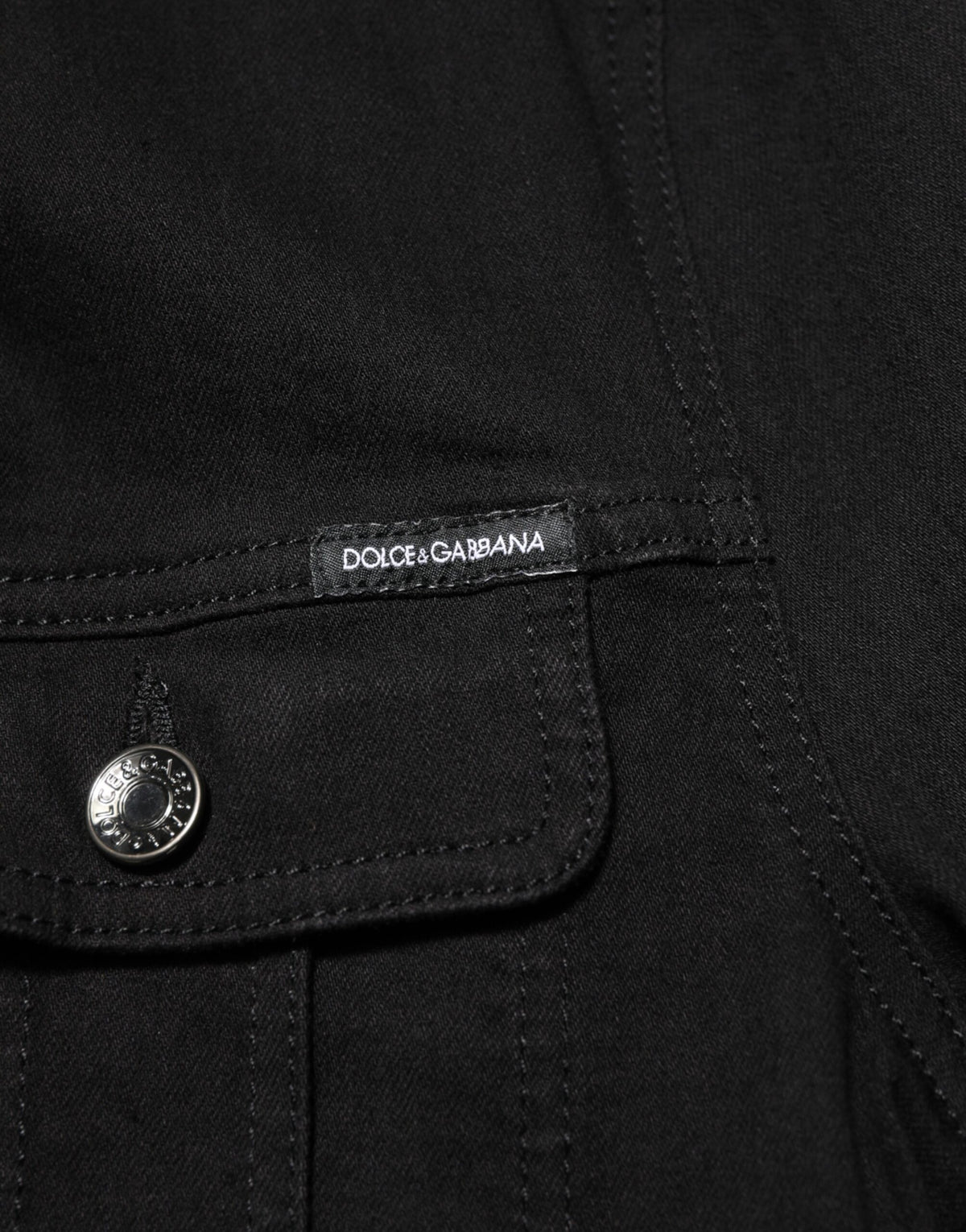 Veste en jean extensible en coton noir à boutons-pression Dolce & Gabbana