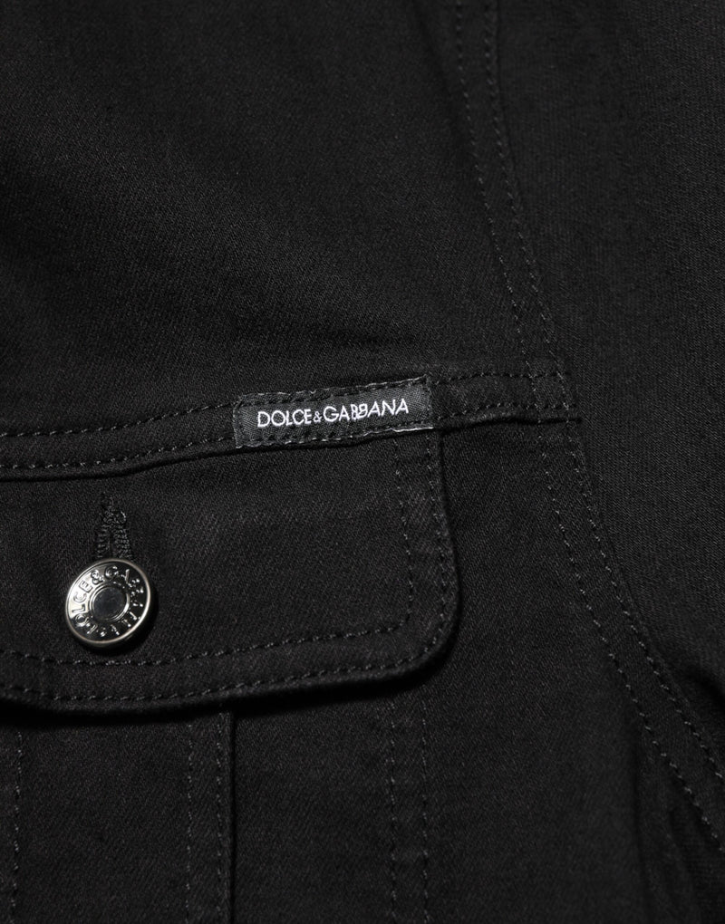 Veste en jean extensible en coton noir à boutons-pression Dolce & Gabbana
