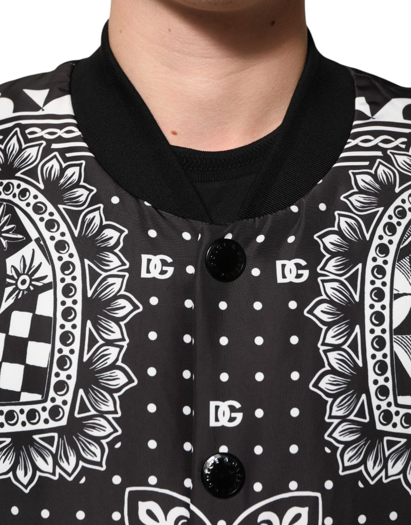 Bomber Jacket Noir et Blanc à Motif Bandana de Dolce & Gabbana