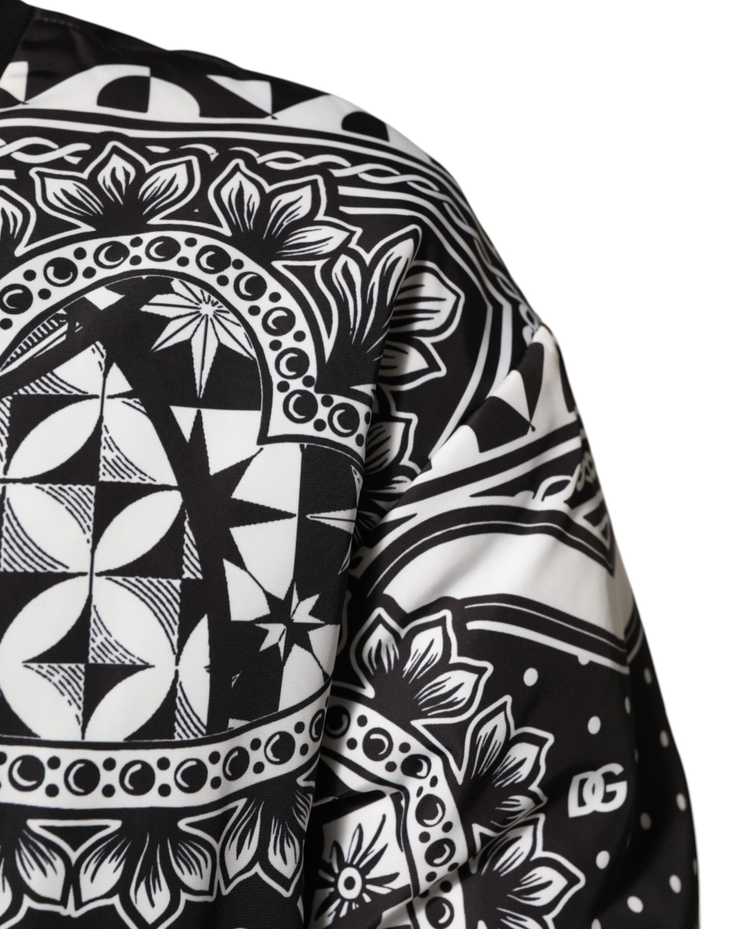 Dolce & Gabbana Black White Bandana Print Bomber Jacket