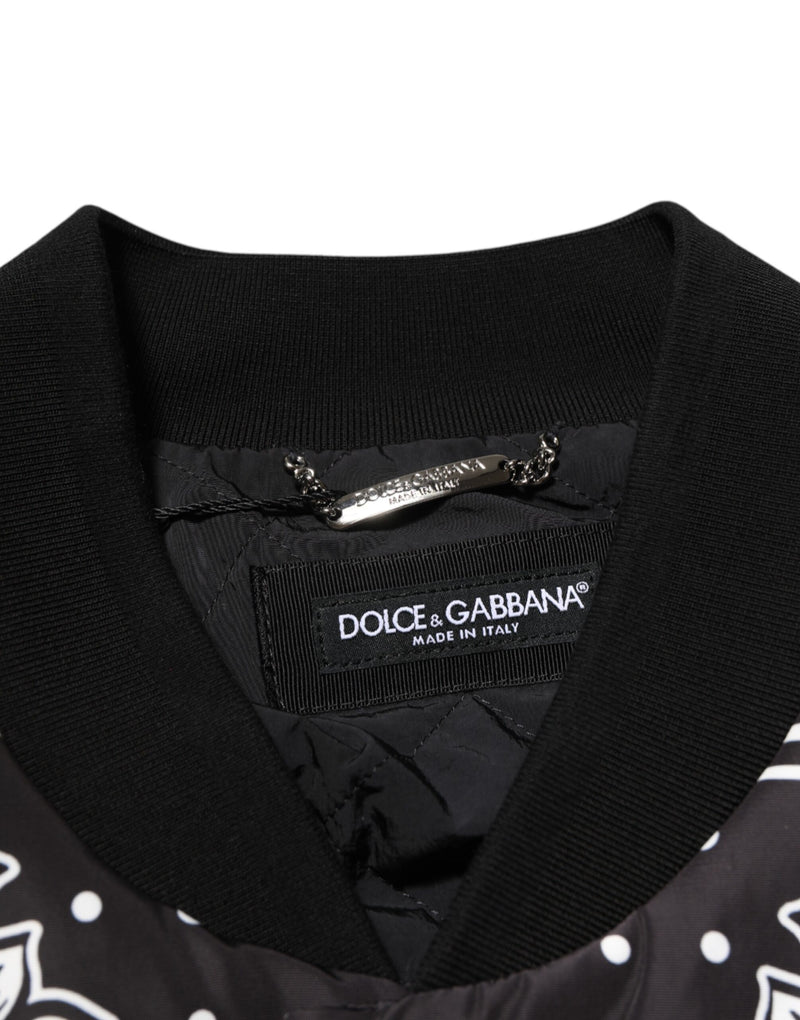 Bomber Jacket Noir et Blanc à Motif Bandana de Dolce & Gabbana