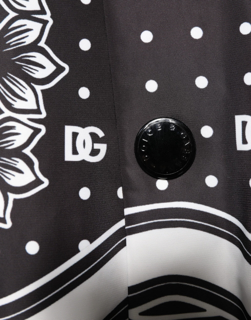 Bomber Jacket Noir et Blanc à Motif Bandana de Dolce & Gabbana