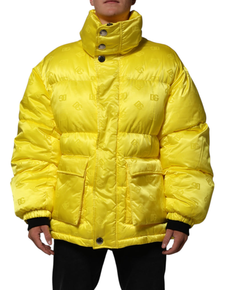Veste bomber en nylon jaune à logo Dolce & Gabbana pour homme