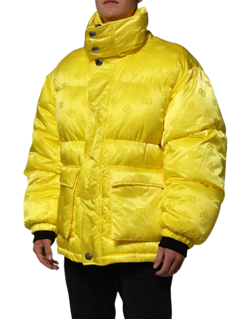 Veste bomber en nylon jaune à logo Dolce & Gabbana pour homme