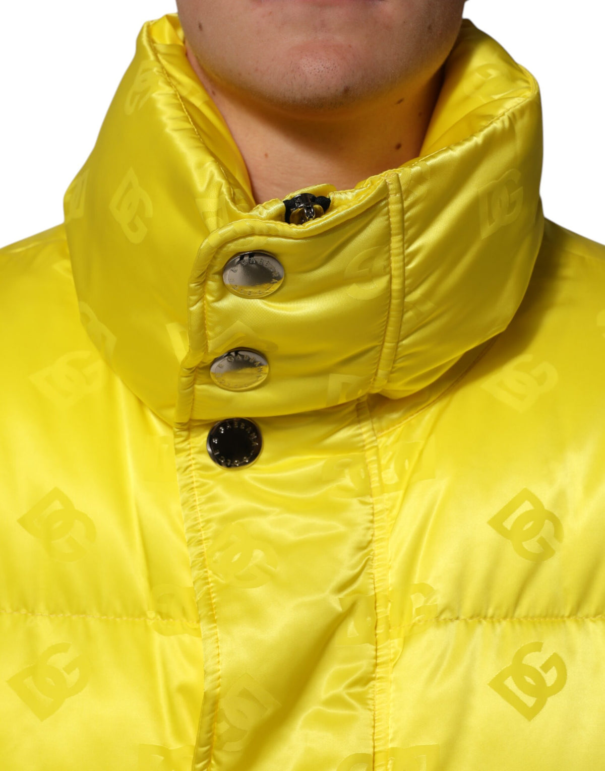 Veste bomber en nylon jaune à logo Dolce & Gabbana pour homme