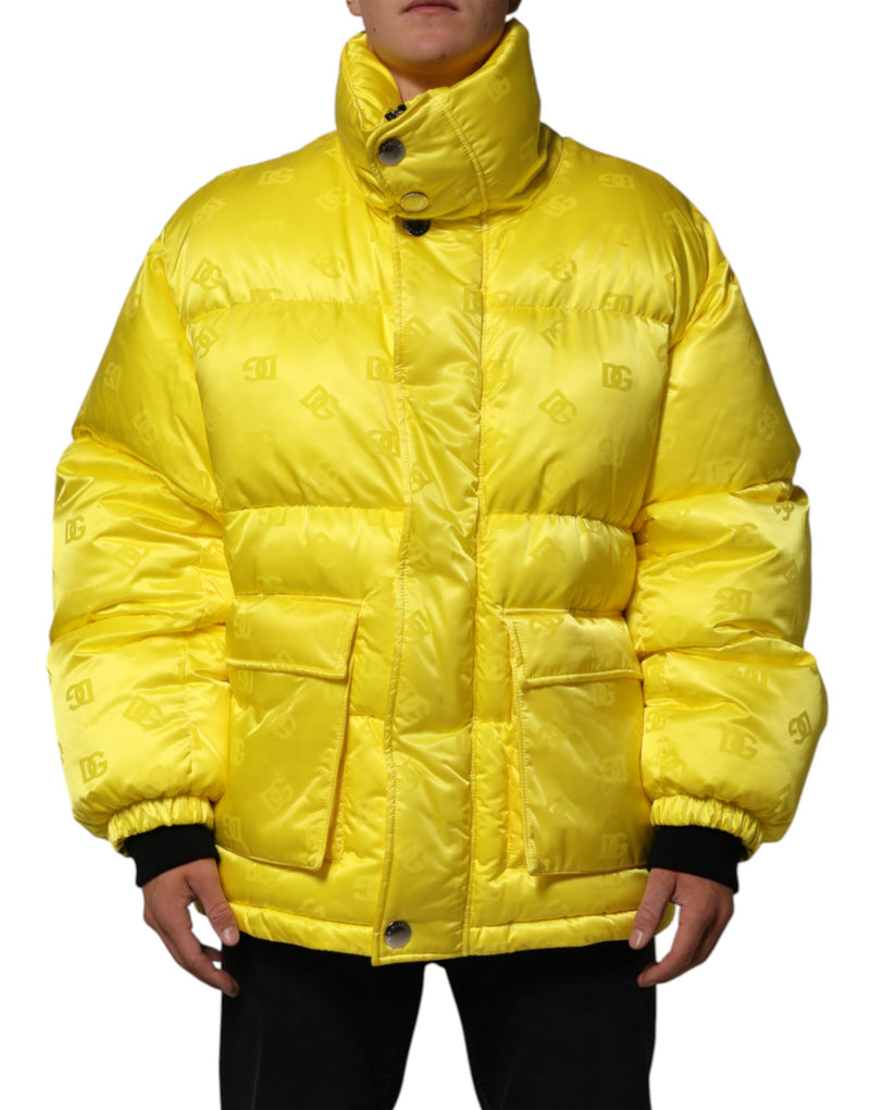 Veste bomber en nylon jaune à logo Dolce & Gabbana pour homme