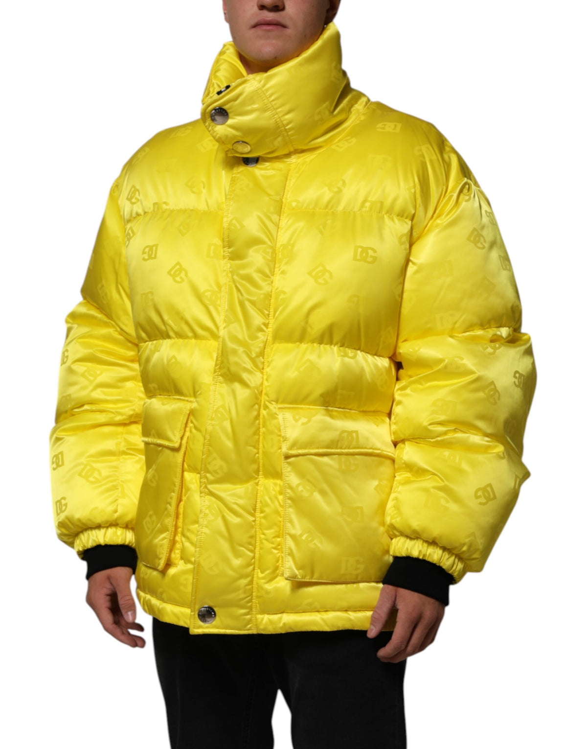 Veste bomber en nylon jaune à logo Dolce & Gabbana pour homme