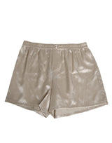 Short de bain boxer en satin de soie beige à taille élastique Dolce &amp; Gabbana pour homme