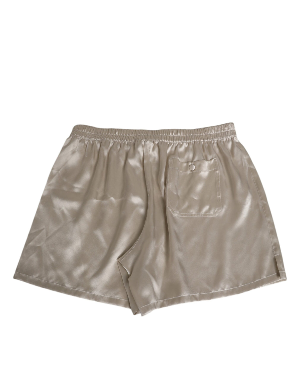 Short de bain boxer en satin de soie beige à taille élastique Dolce &amp; Gabbana pour homme