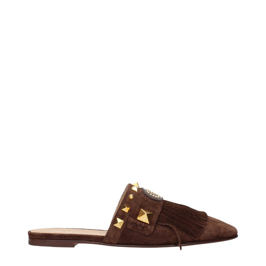 Sandales-chaussons en cuir marron Valentino Garavani